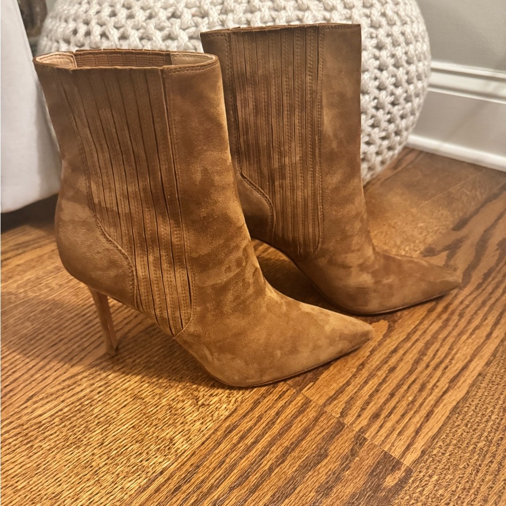 Veronica Beard Lisa Suede Pointed-Toe Stiletto Boots - Picture 2 of 9